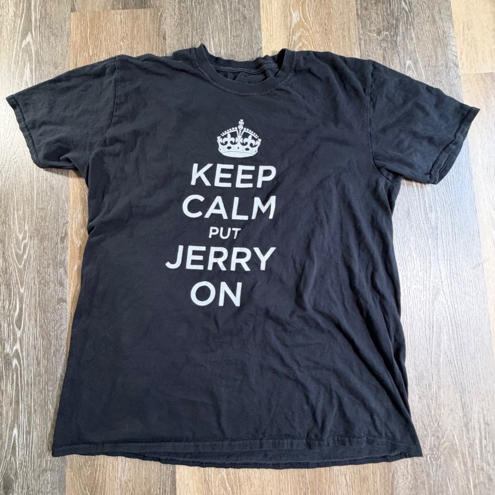 Relix Keep Calm Put Jerry On T Shirt Mens Large Black Grateful Dead Garcia Tee